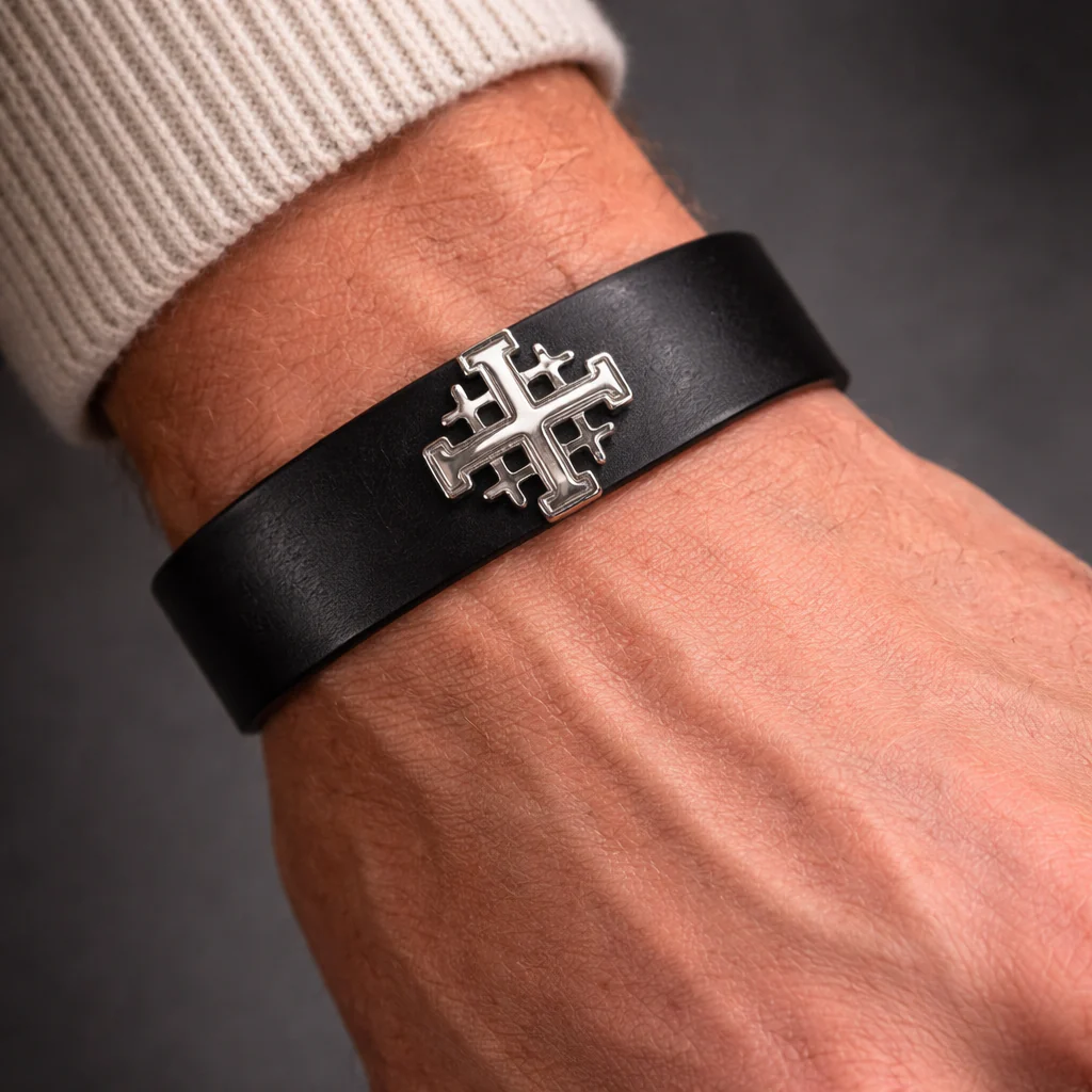 Le bracelet en cuir - Croix de Jérusalem - Image 4
